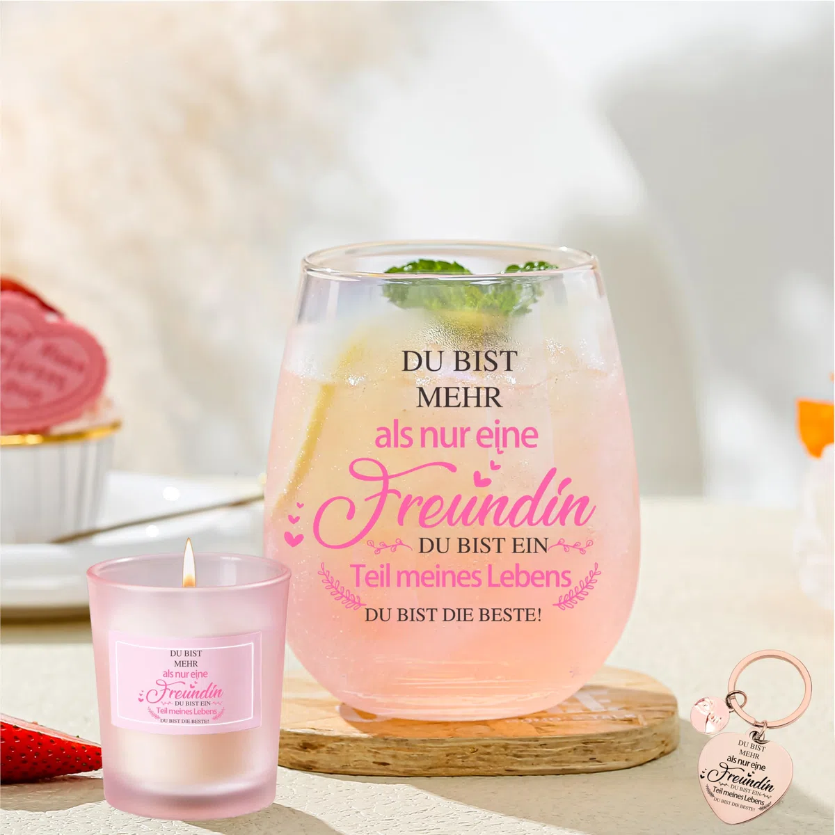 Geschenke für Freundin Frauen Weingläser Geburtstagsgeschenk für Frauen Personalisierte Geschenke für Beste Freundin Dankeschön Geschenk Freundschaftsgeschenke Weihnachten 480ml