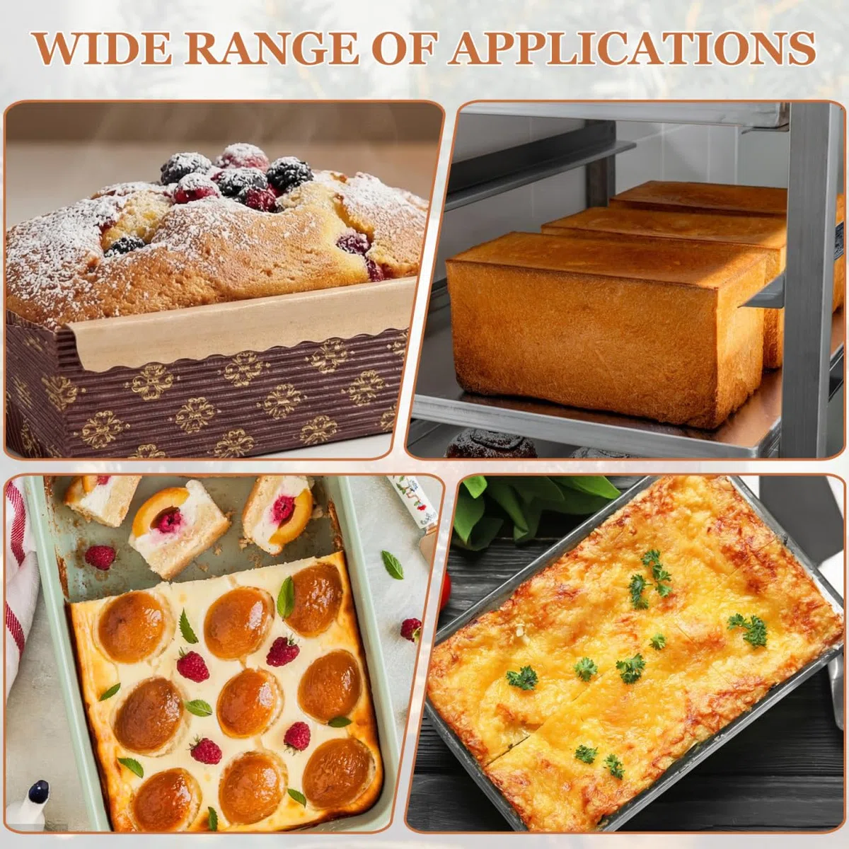 25 Stück Teiliges Rechteckige Papier backformen aus Hochwertigem Hitzebeständigem Papier Einweg kuchenformen für Brot Kuchen und Muffins Stapelbar für Zuhause Bäckerei und