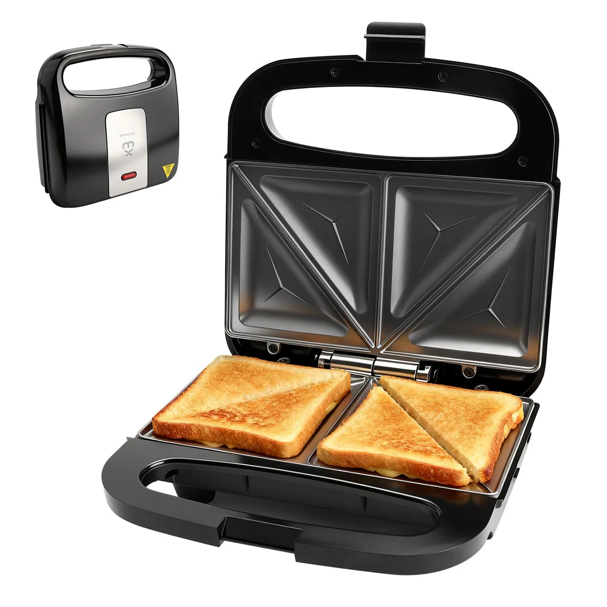 Sandwichmaker, 750W Sandwichtoaster, Antihaft-Beschichtung, Aufwärm-Anzeige, Cool Touch Gehäuse, Ideal für Sandwiches, Pancakes, Omeletts & Steaks