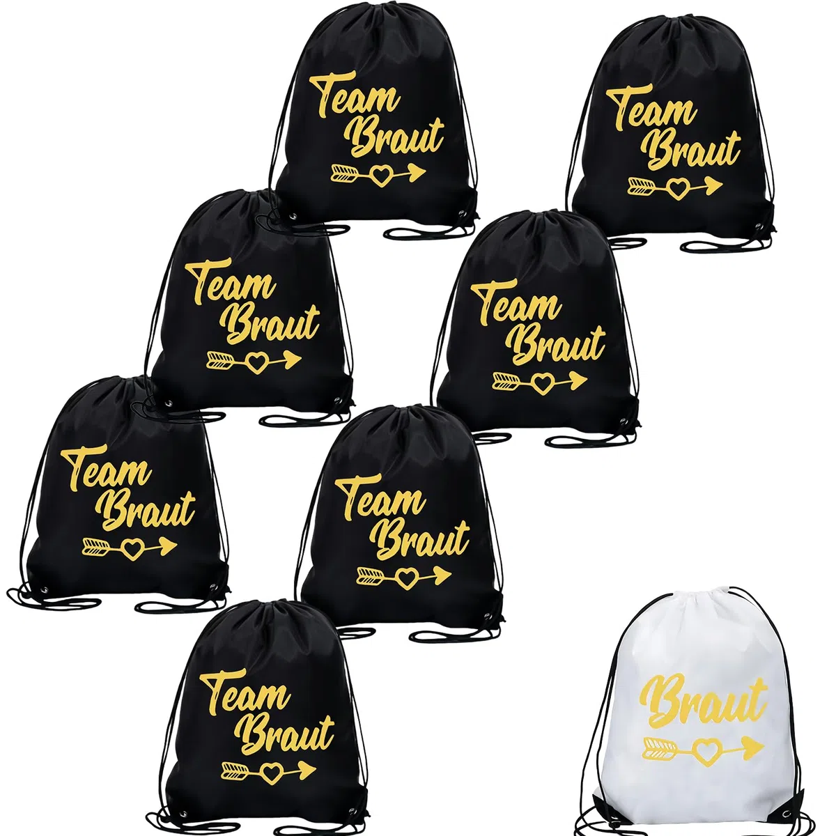 8 Stück Junggesellenabschied Frauen Team Bride Turnbeutel mit Kordelzug, JGA Frauen Turnbeutel, Damen Team Bride Rucksack Set, Braut Tasche Braut Bride Kordelzug für Braut Damen