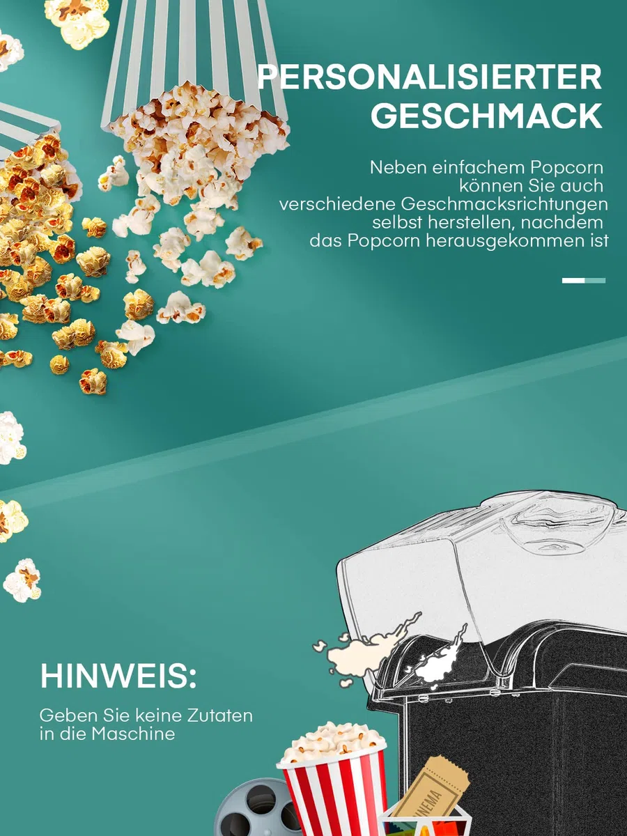 HeißLuft Popcornmaschine,1200W Selbstgemachte Popcorn Maker,Schnelles Popcorn In 2 Minuten,Fett- Und öLfrei,Inkl. MesslöFfel FüR Mais, Kompaktes Design, FüR Heimvideos Und Weihnachtsfeiern, Schwarz