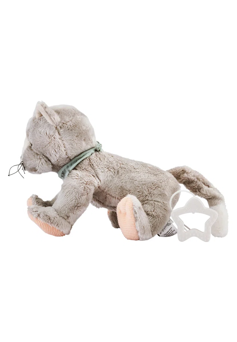 Sterntaler Spieluhr M Katze Lilly - Baby Spieluhr aus Plüsch-Material, waschbar mit herausnehmbarer Spieluhr, Brahms Wiegenlied - Einschlafhilfe, wirkt beruhigend zuhause & unterwegs, grau