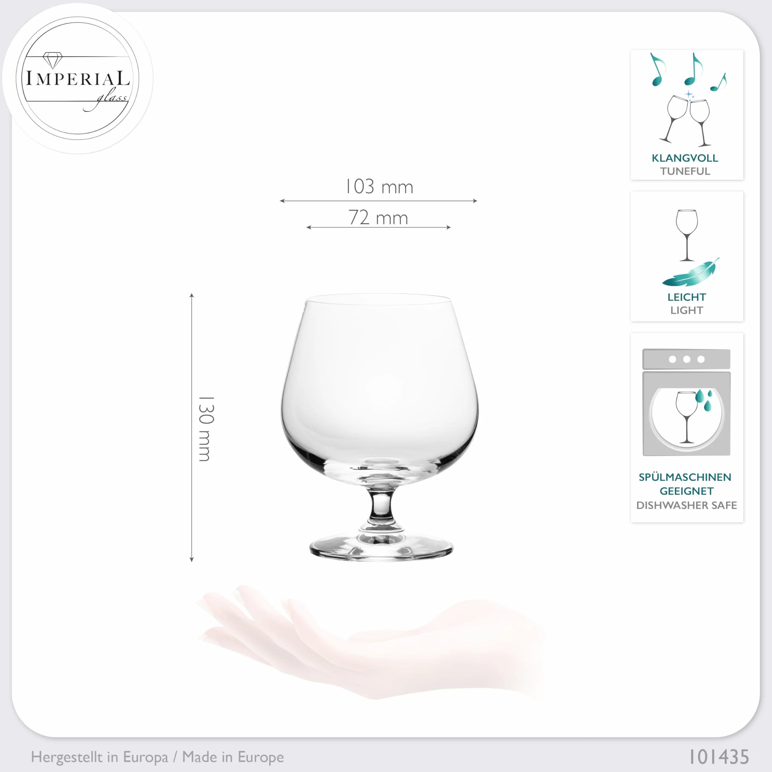 Cognacgläser 480ml 2er Set Cognac Schwenker aus Crystalline Glas bauchige Weinbrandschwenker spülmaschinenfest