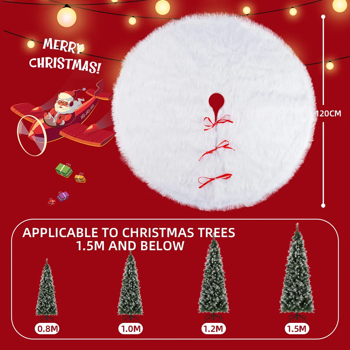 SALCAR Weihnachtsbaum Decke Weiß, 120 Weihnachtsbaumdecke Rund Weißer Plüsch Christbaumdecke, Weihnachtsbaum Rock für Weihnachtsdekoration, Neujahr, Party und Hochzeit