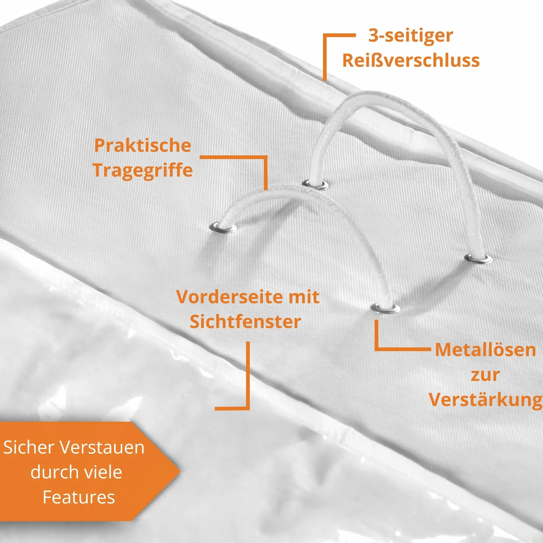 sleepling 5er Set Aufbewahrungstasche für Bettdecken und Kissen, Aufbewahrung Taschen für Bettwäsche, Reißverschluss, Tragegriffe, staubfrei, 58 x 40 x 25 cm