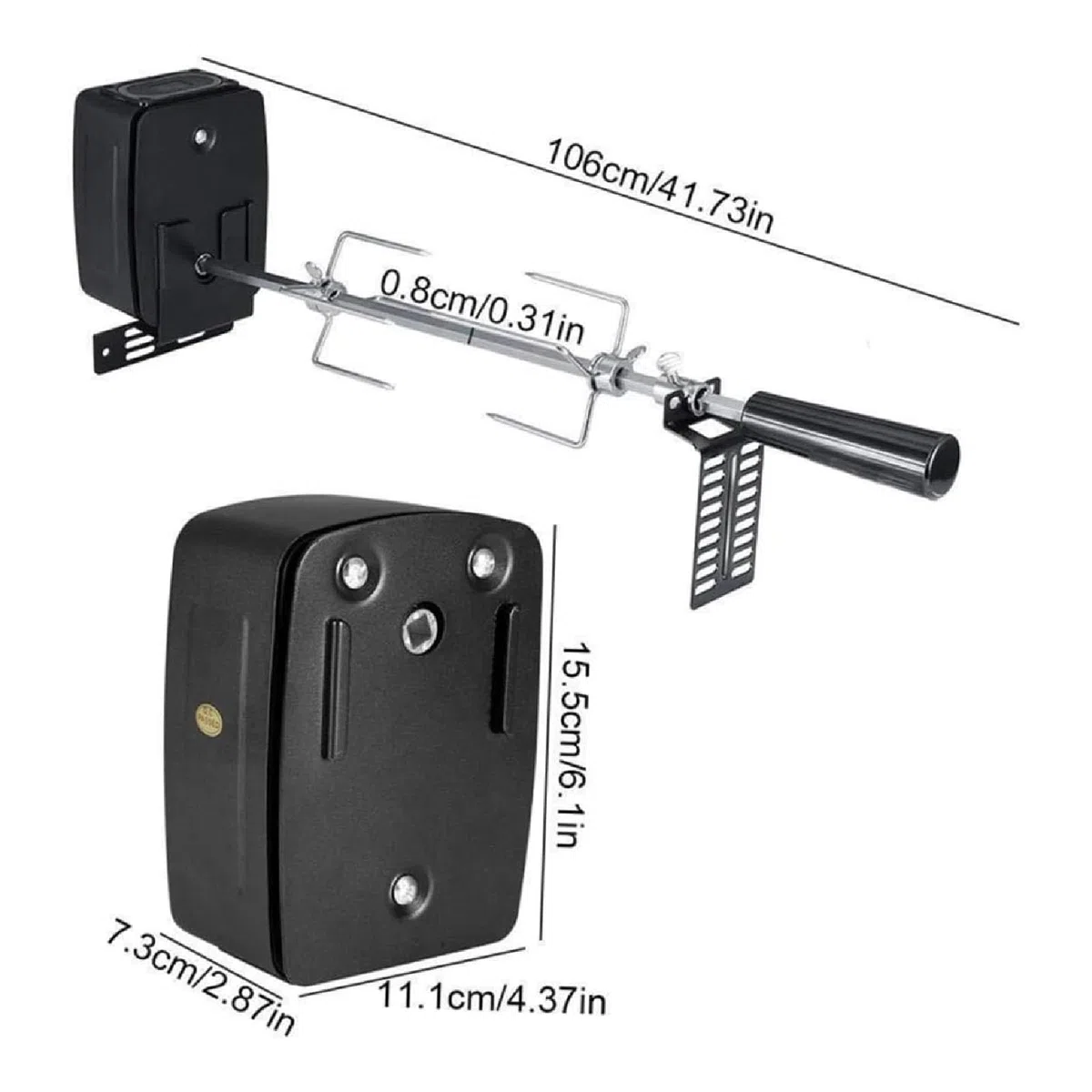 LICAEVEY Universal Rotisserie Grill Kit, Rotisserie -Kit mit 304 Edelstahl -Spuckstäben, Fleischkrallen und Elektrische Stromquelle, Ladungskapazität 15 Kg Lebensmittel