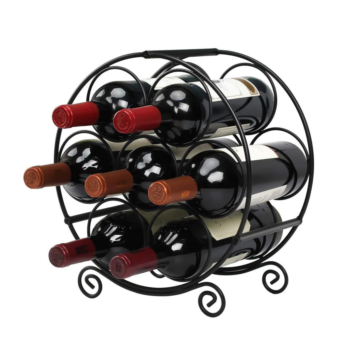 Weinregal Metall Schwarz Flaschenregal Wine Rack Weinflaschenhalter Schrank Shelf Weinhalter WeinstäNder Klein 7 Flaschen