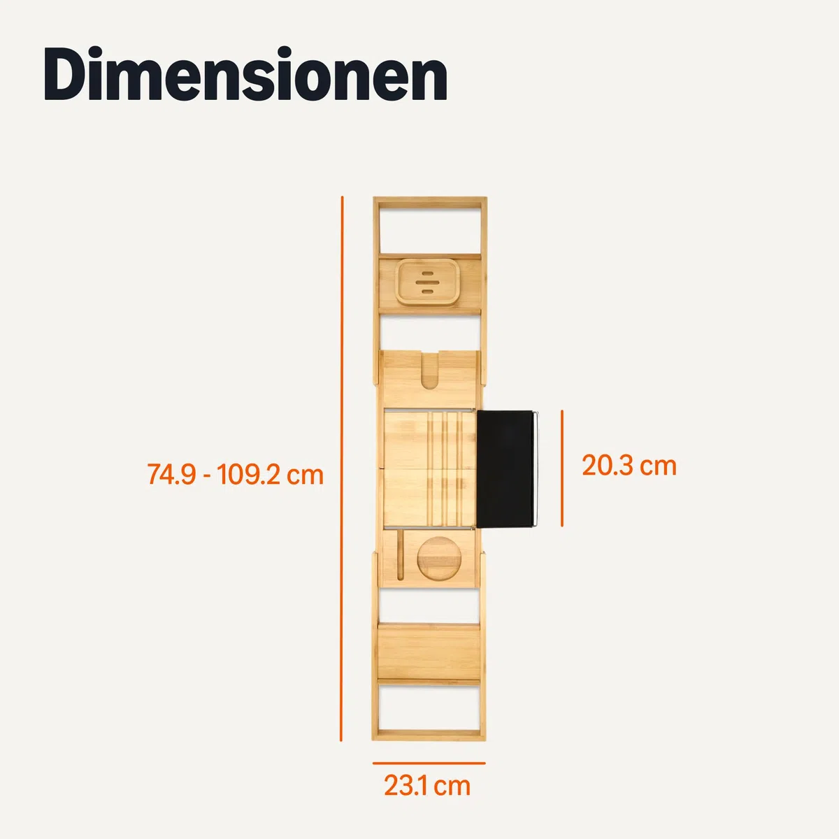 Amazon Basics ausziehbare Badewannenablage aus Bambus