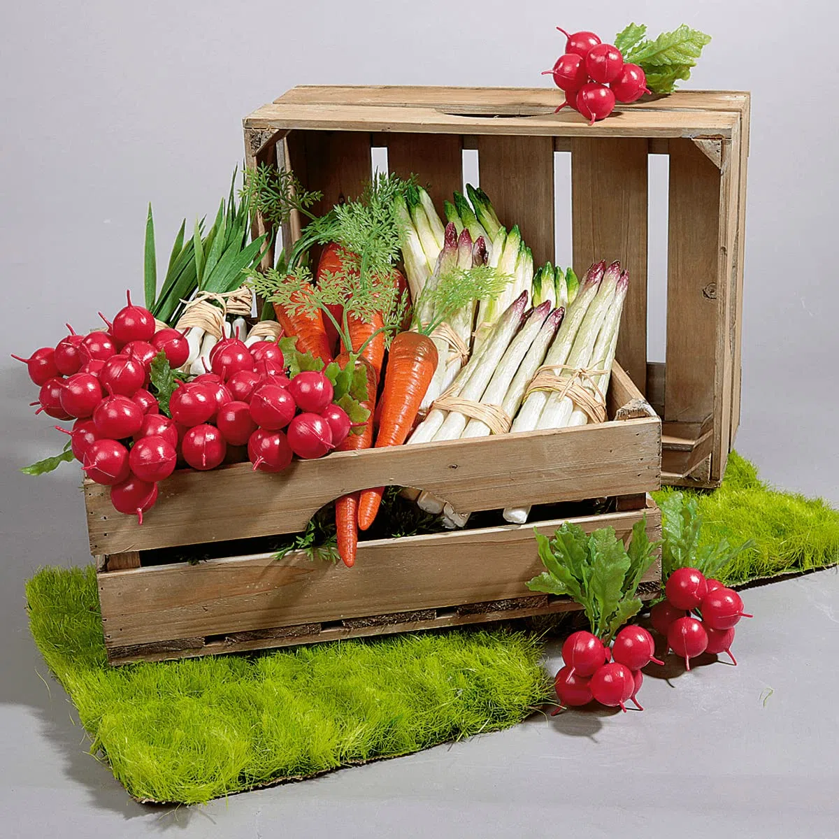 Karotten mit Möhrengrün Lebensmittel-Attrappe 7 x 30 cm 3 Stück Fake Karotten Deko Gemüse naturgetreues Karotten Set