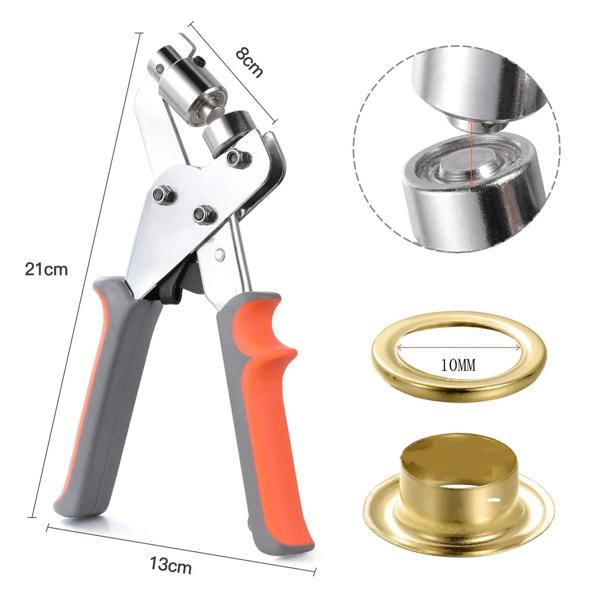 Ösenwerkzeug-Set, Handlochzange, Ösenpresszange, Ösenlochzange, Set mit 10 mm Durchmesser, 500 Stück Ösen für Stoffpapier-Banner