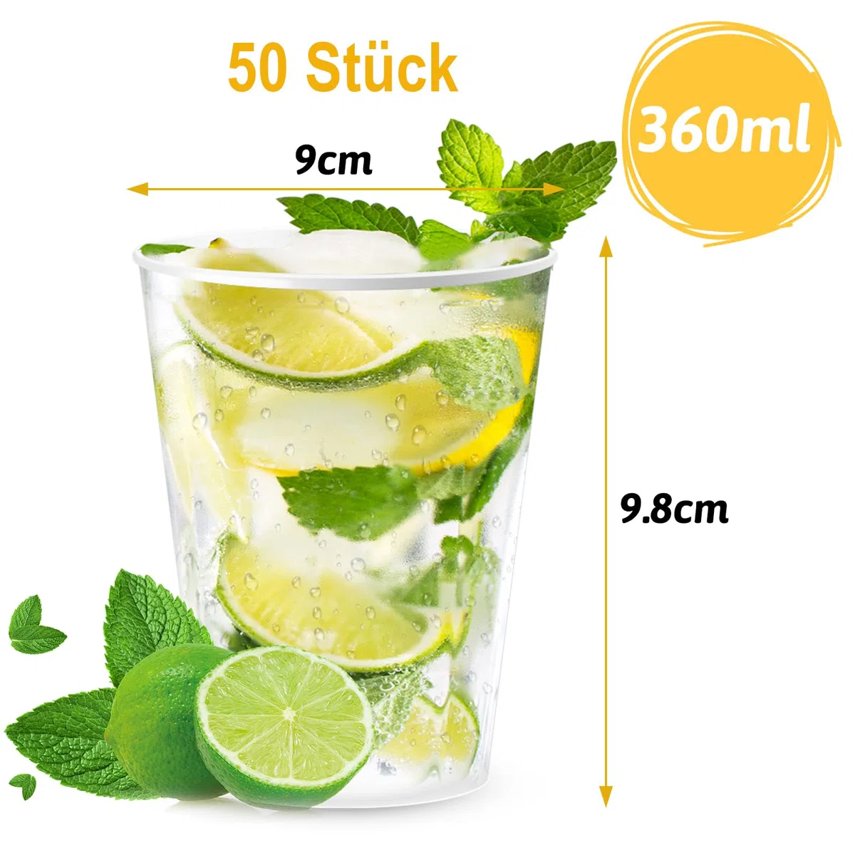 Herboom 50Stück Plastikbecher, Wiederverwendbare 360ml Mattierte Plastikbecher, Partybecher Set für Getränkepartys, Geburtstag, Hochzeit, Weihnachten