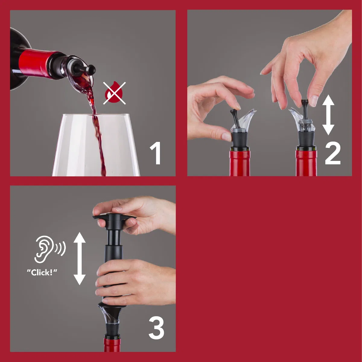 Vacu Vin Weinpumpe Schwarz mit Ausgießer & Weinverschluss