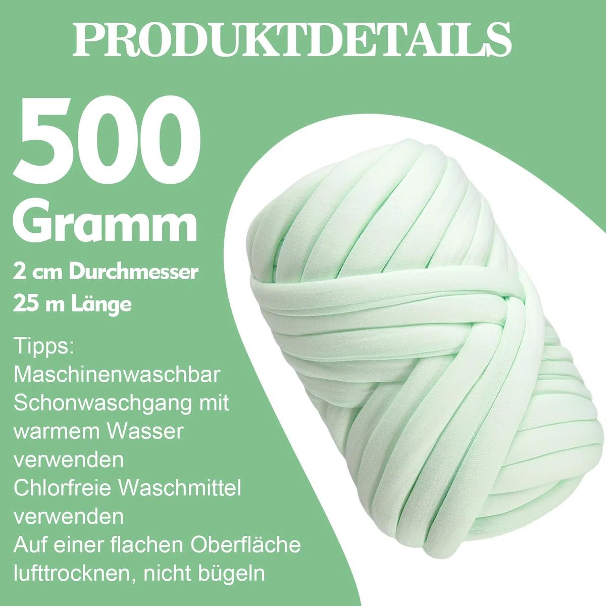 Armstricken Wolle 500g 25m Dicke Chenille Wolle zum Handstricken Weiches Chunky Yarn Schlauchgarn Häkelwolle Dickes Garn zum Häkeln für Taschen, Decken, Haustiernester, DIY-Kunsthandwerk (Hellgrün)