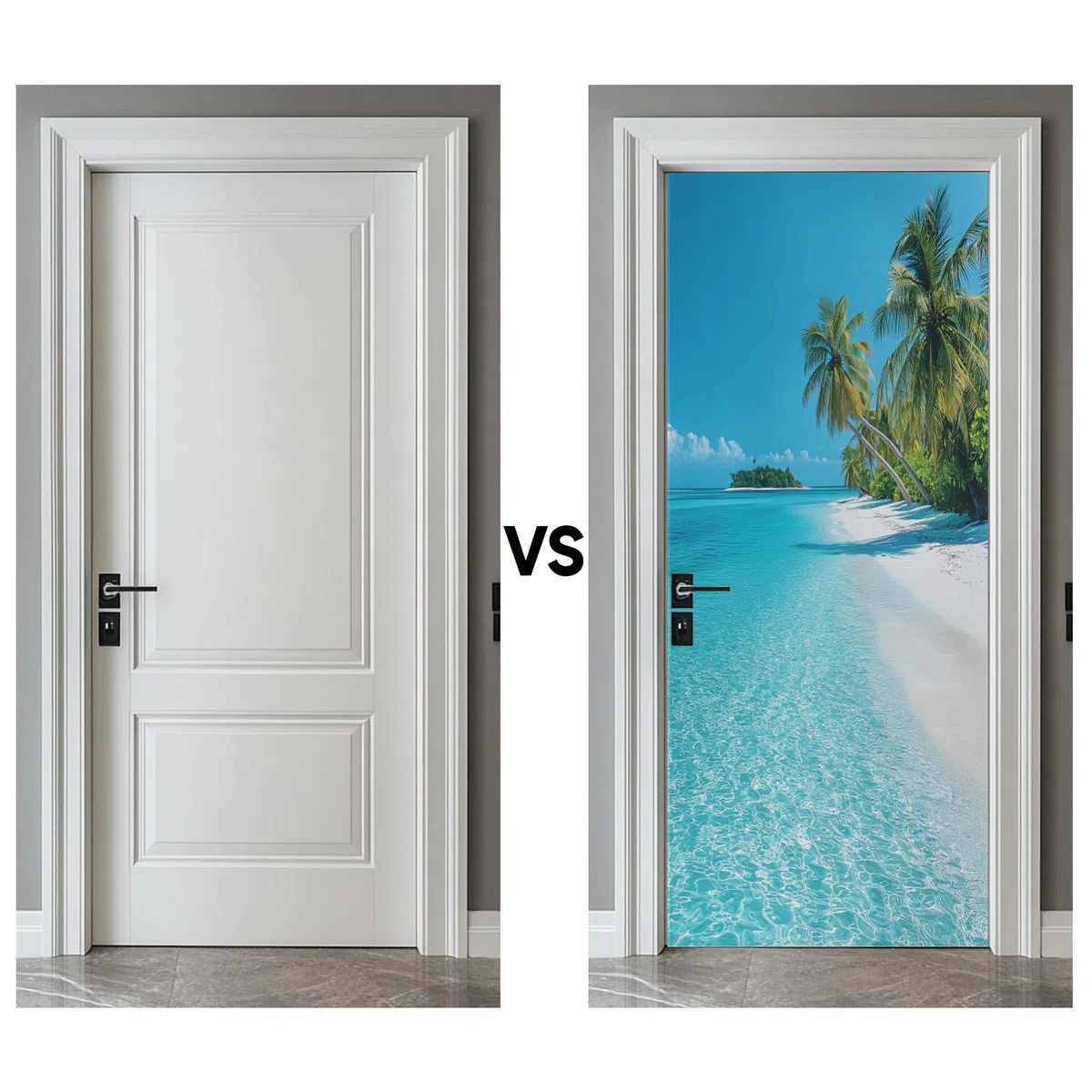 Hawaii Türaufkleber, Tropische Insel Türfolie Selbstklebende Fototapete 77x200 cm, Kokosnussbaum Strand Türposter Abnehmbar Türfolie PVC Für Tür Schlafzimmer Badezimmer Türaufkleber