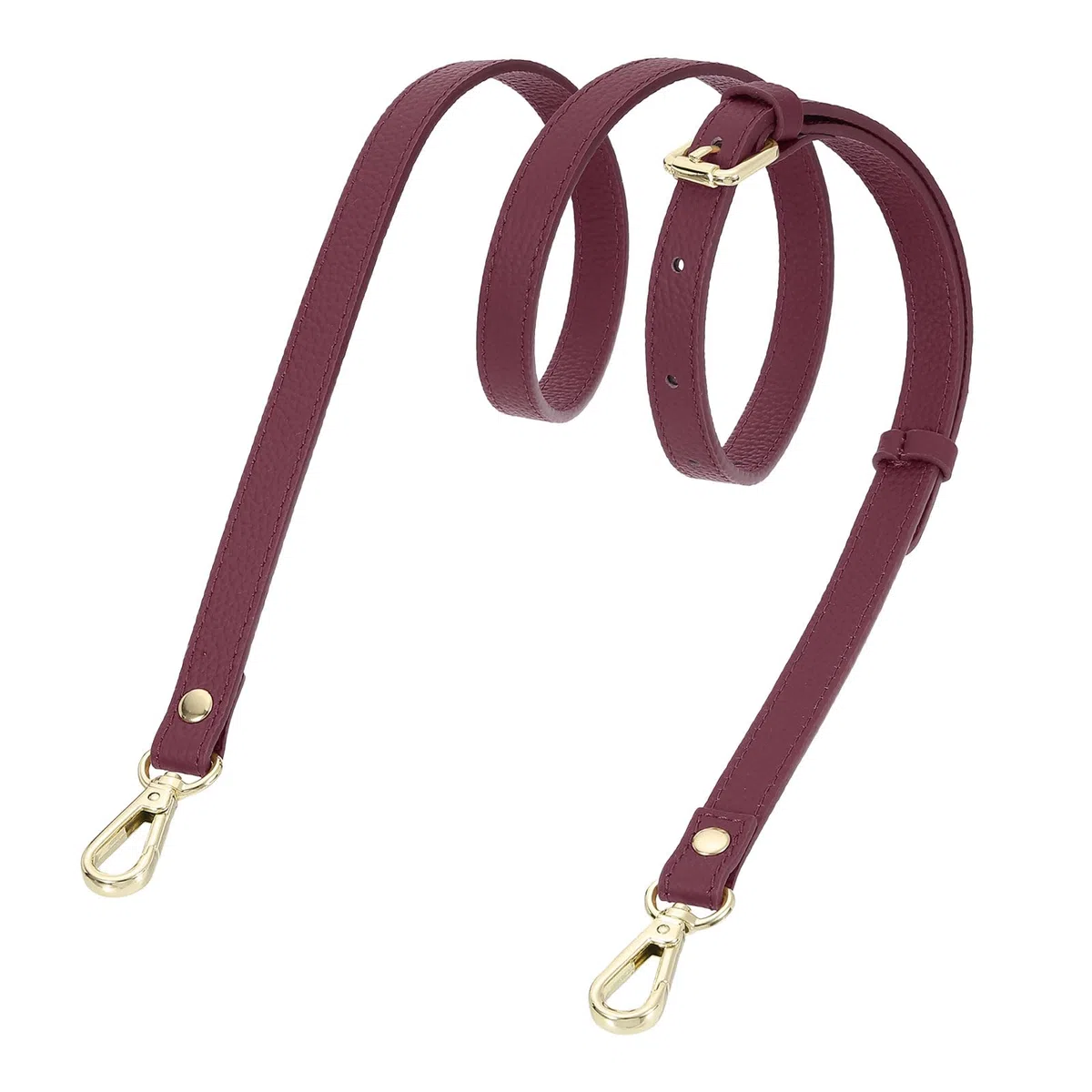 QUARKZMAN Echtes Leder Taschenriemen, Schultergurt 106cm-130cm Verstellbare Crossbody Handtaschengurt 1,5cm/0,7" Breite Schulterriemen für Taschen Schultertasche(Burgunderrot, Goldschnalle)