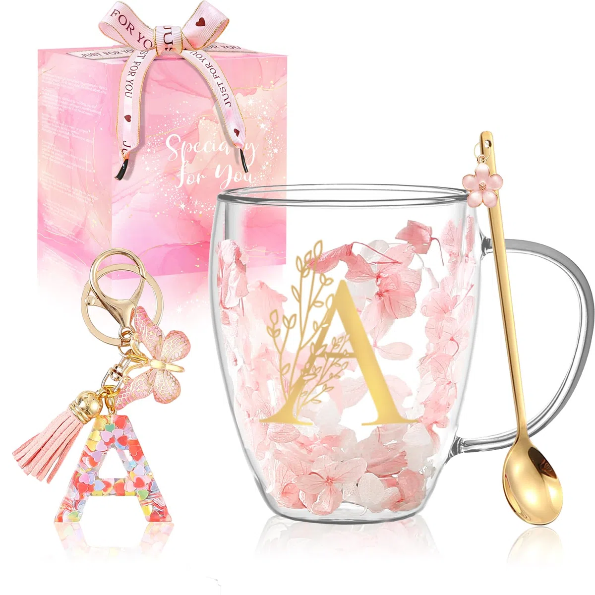 Geschenke für Frauen Latte Macchiato Gläser Geburtstagsgeschenk für Frauen Doppelwandige Kaffeegläser Personalisierte Weihnachten Valentinstag Muttertag Geschenk für Sie Brautjungfer Teegläser