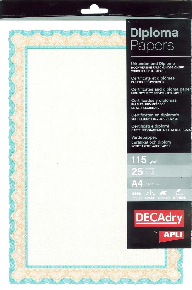 Linex Decadry Urkundenpapier, 115 g/m², A4, Orange/Türkis, 25 Stück
