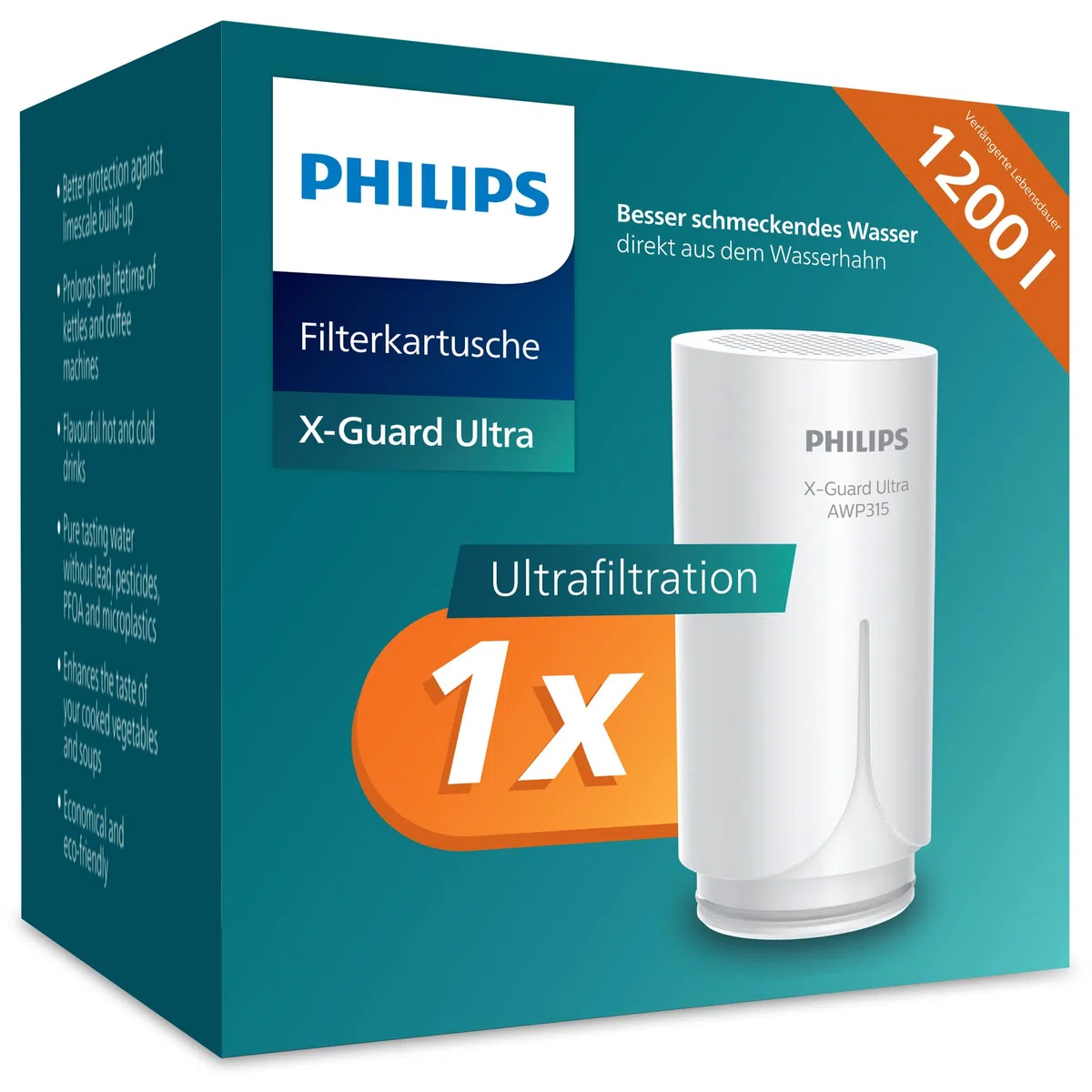 Philips Water Ontap Filterpatrone AWP315/10, ULTRAFILTRATION, 1200 L Filtrationskapazität
