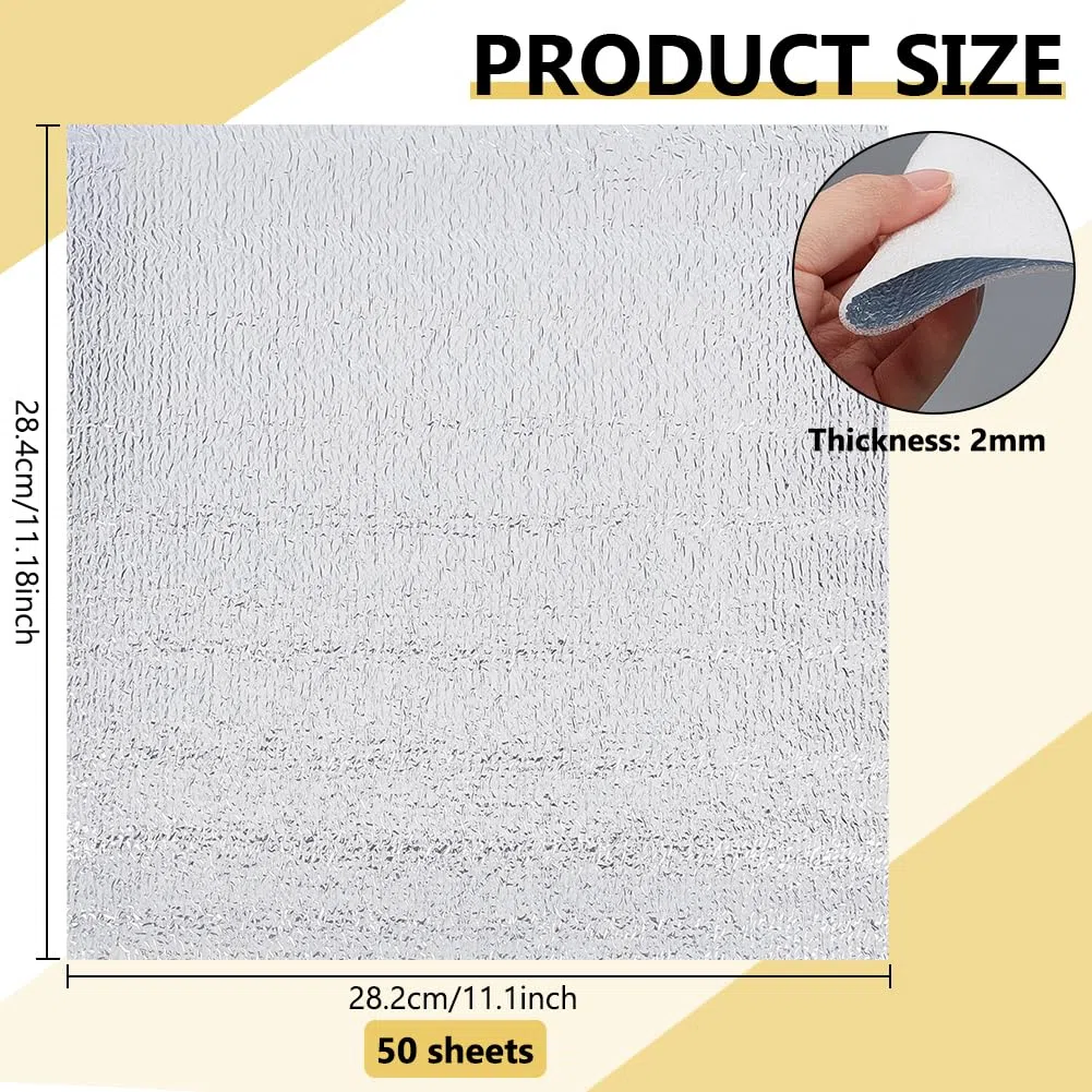 BENECREAT 50 Packung hitzebeständiges Vlies, 2mm quadratisches Isoliervlies EPE Schaumstoff für DIY Küche Nähen, Topflappen, Ofenhandschuhe, Untersetzer, 28.4x28.2cm