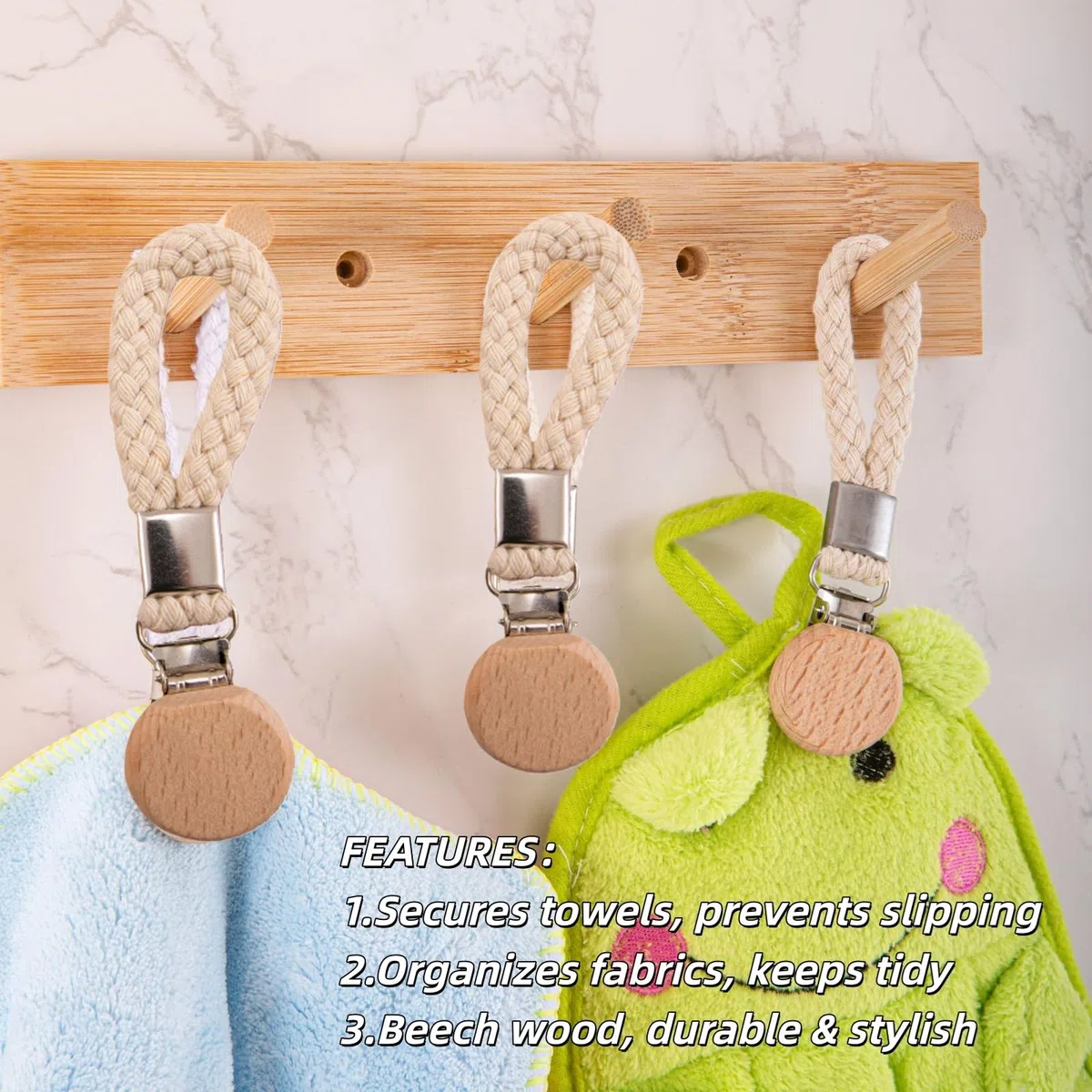 2 Stück Hängende Geschirrtücher Clips,Handtuchclips zum Aufhängen,Handtuchaufhänger Schlaufe, Multifunktional für Küche Bad Balkon Schränke,Handtuch Klammer Ohne Nähen, Beige
