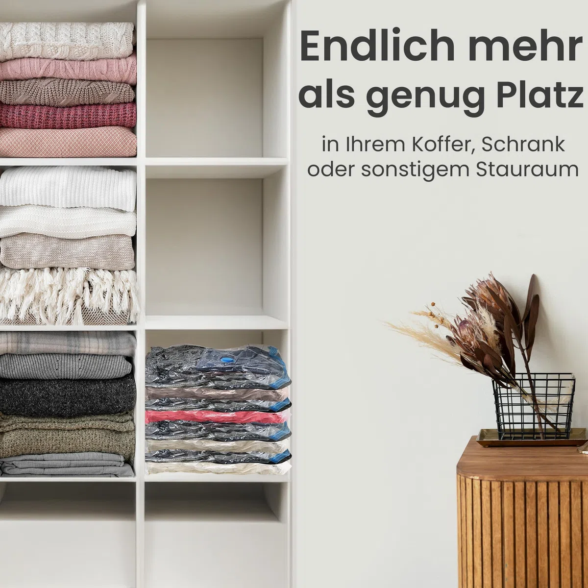 Vakuumbeutel Kleidung 12er Set 3 Größen - Vakuum Beutel für Staubsauger Wiederverwendbar 100% Dicht & Robust | Reise Kompressionsbeutel Kleiderbeutel Aufbewahrungsbeutel Vakuumtüten Kleidersack XL
