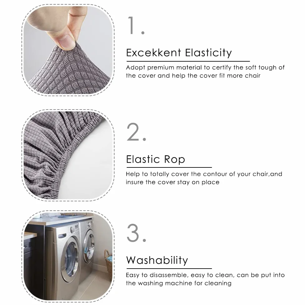 Stuhlhussen 4 Stück Elegante Stuhlbezüge Stretch Stuhlbezug Elastische Spandex XL Stuhlhussen Universal Stretchhusse Abnehmbare Waschbar Stuhlbezug für Hotel ,große Esszimmerstühle(4 Stück,Grau)-XL