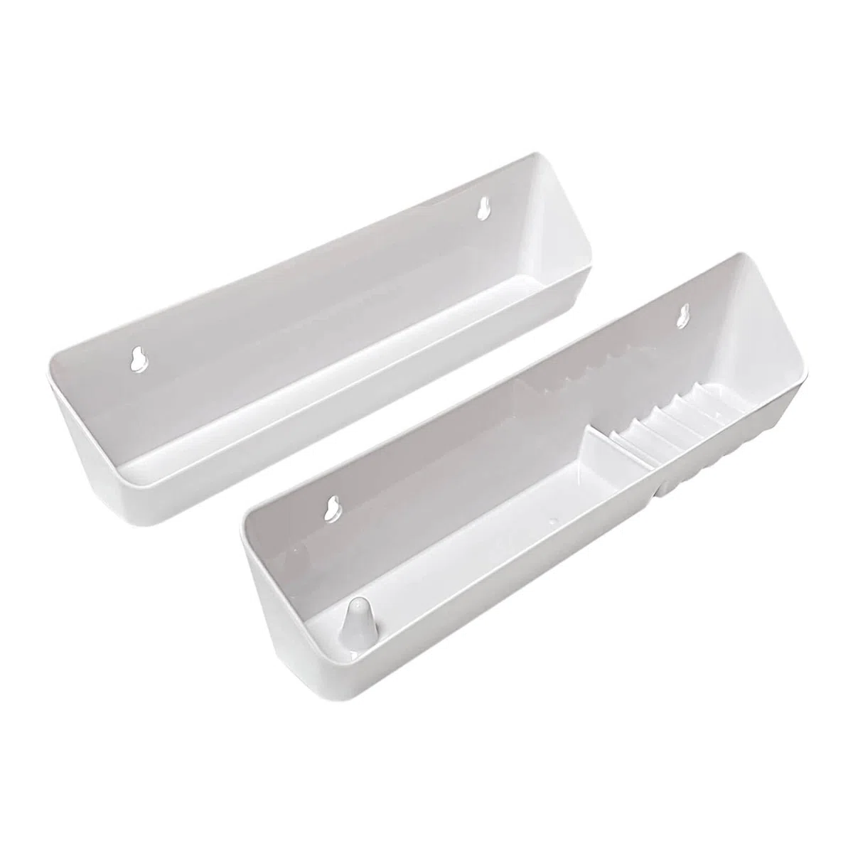 Küchenspüle Frontschalen Tip Out Tray Set 35,6 cm Polymer Kunststoff weiß - 2er Pack