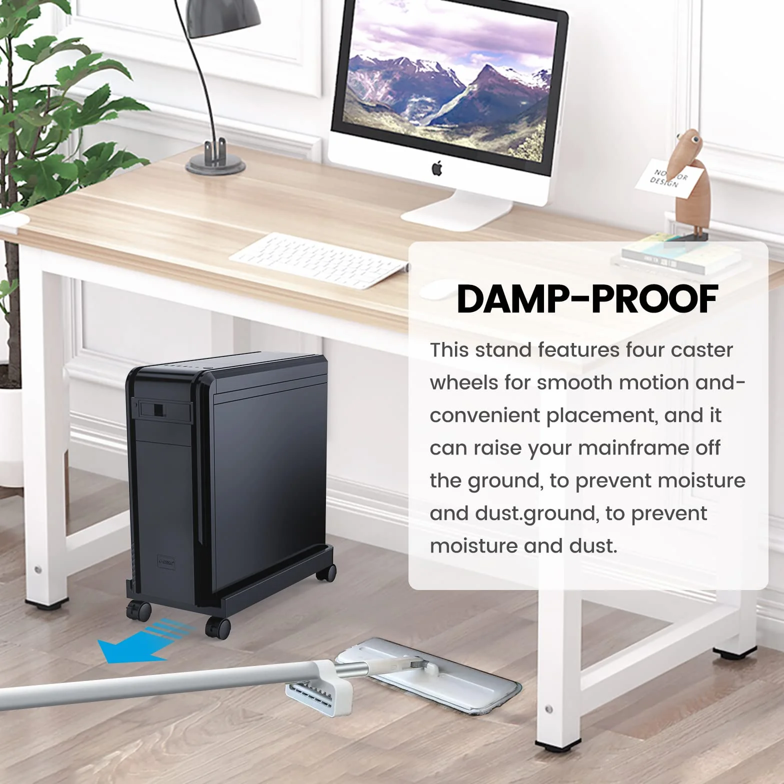 ORICO PC Ständer mit 4 Rollen (2 Lenkrollen + 2 Feststellrädern) – Universaler Computer CPU Tower Ständer unter dem Schreibtisch, Mobiler PC-Standfuß für Home-Office, 45,4 x 22,2 x 2,2 cm