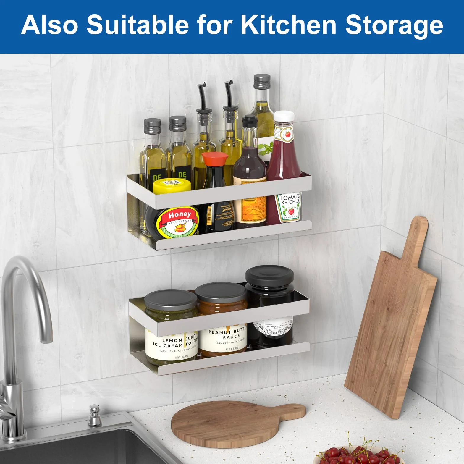 Duschablage Ohne Bohren, Duschregal aus Edelstahl SUS304, 2 Stück Badezimmer Regal Organizer, Shampoo Duschgel Halterung für Dusche (Silber 2 Stück)