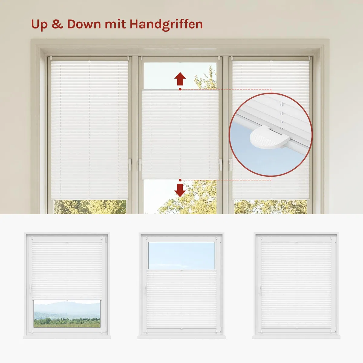 WOLTU Plissee Klemmfix ohne Bohren 80x120cm (BxH) Weiß Faltrollo Plisseerollo mit Klemmträger Lichtdurchlässig, Jalousie Sichtschutz und Sonnenschutz Easyfix Rollo für Fenster & Tür