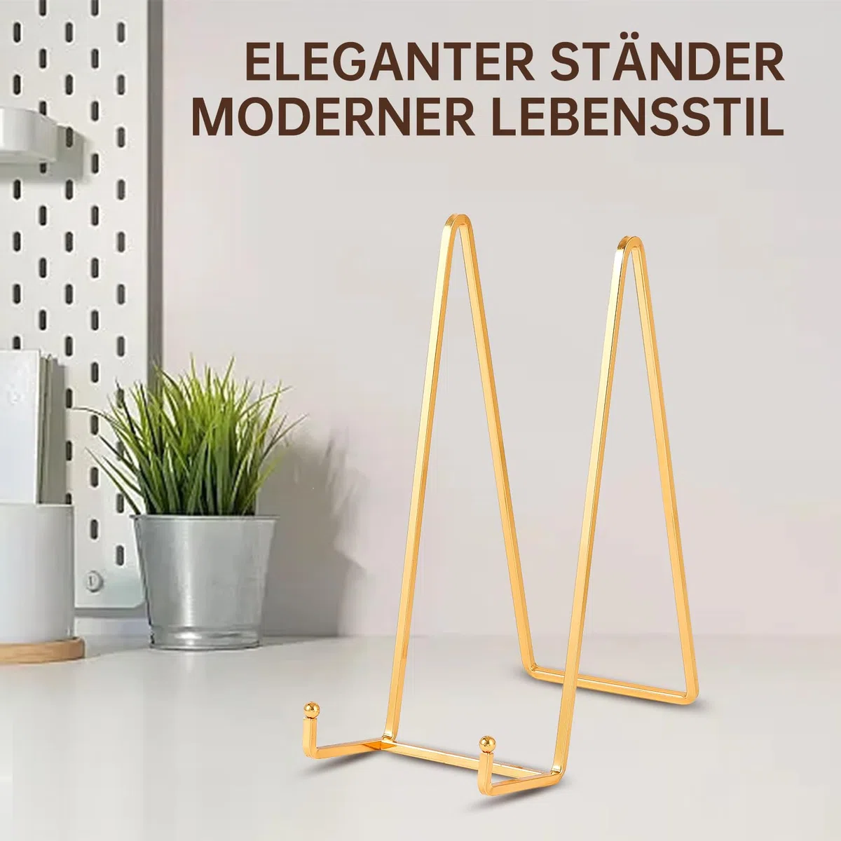 Staffelei Aufsteller Teller Ständer Metall - Tellerständer Groß - Deko Tellerhalter - Dekoteller Halterung - Eisen Staffelei fuer Buch | Foto | Bilderrahmen | Gedenktafel - Gold - 2 Stück - 25 cm