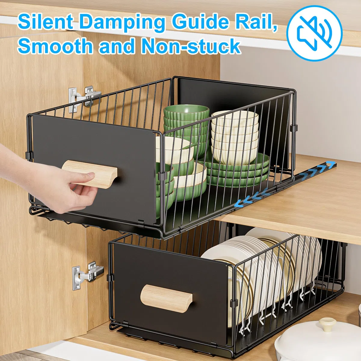 Diealles Shine Teleskopschublade, 24x40x17CM Ausziehbare Schublade Küche, No Drill Schrank Organizer für Küche Cabinet