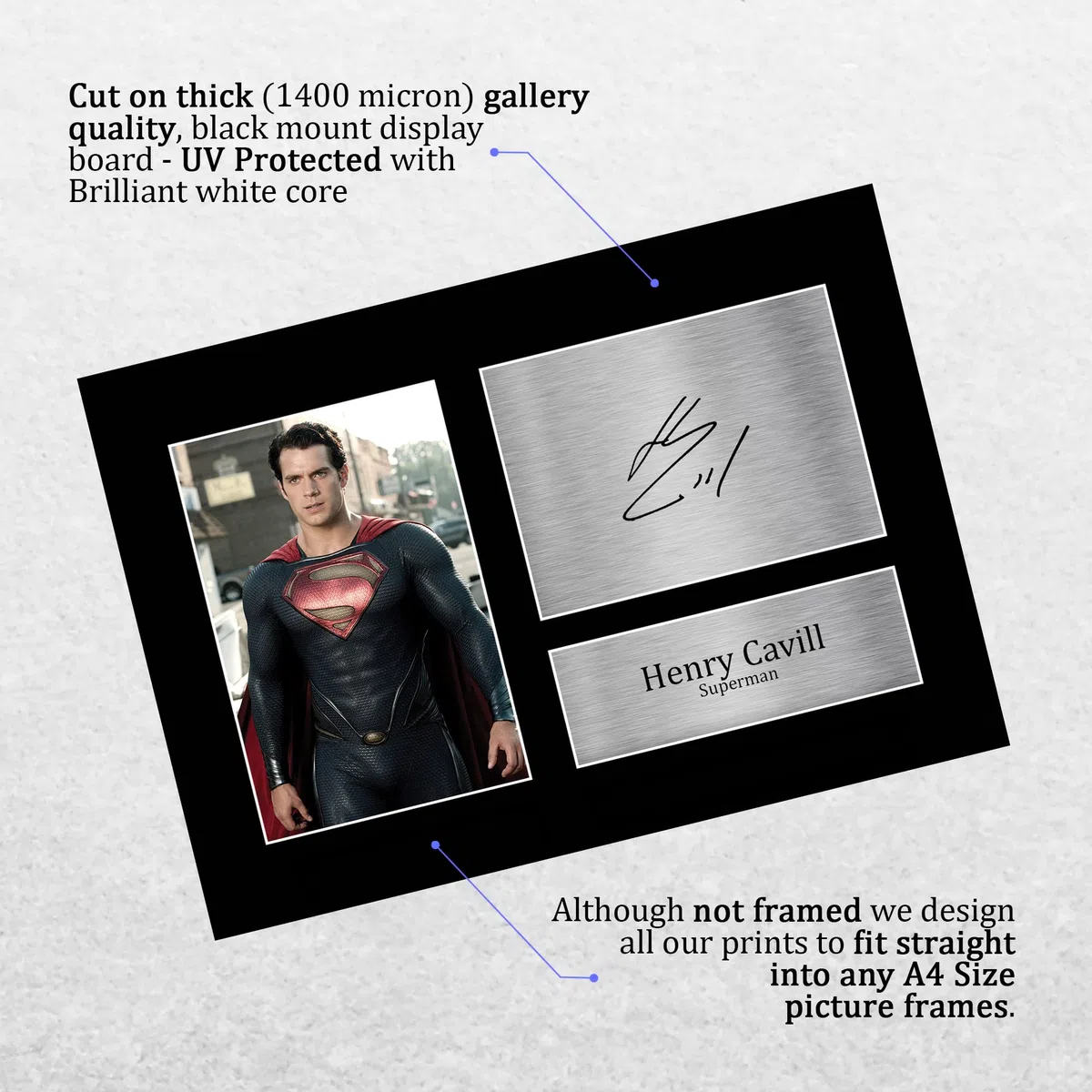 HWC Trading A4 Henry Cavill DCEU Superman Geschenke Geducktes Signiertes Autogramm Foto für Fans von Film Memorabilien - A4 Wanddekoration