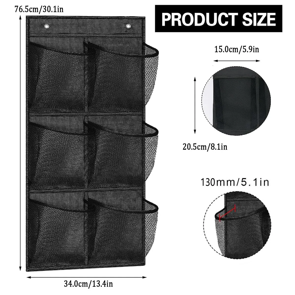 2 Stück Faltbare Hängende Lagerung Veranstalter, Große Stoff Tiefe Taschen Schuh-Rack, Camping Schuhhalter, Shoes Organizer Closet Hängend für Wohnmobil, Schlafzimmer, Wohnzimmer (Schwarz)