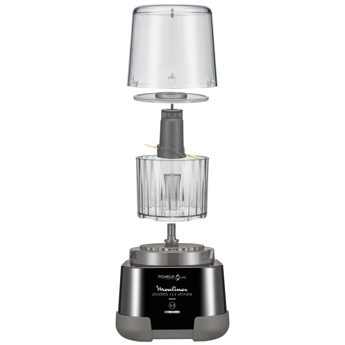 Moulinex La Moulinette Ultimate, Elektrischer Zerkleinerer, 350 g bzw. 550 ml Fassungsvermögen, 5 Funktionen, 1000 Watt, Schwarz, DP810810