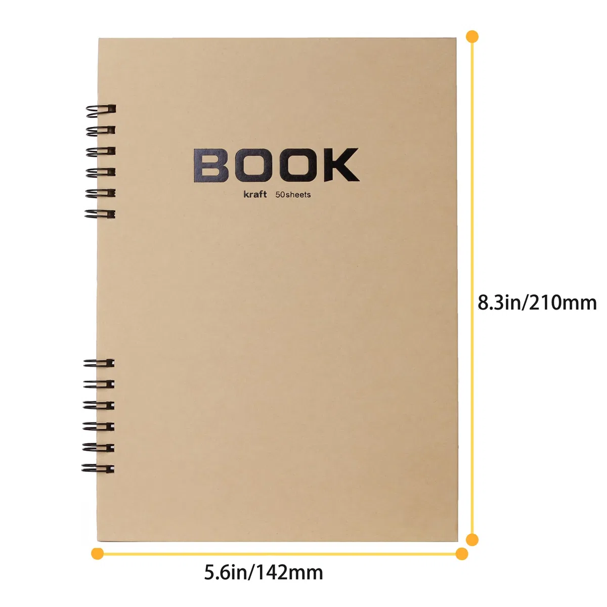 SuyuanArt Toned Tan Paper Skizzenbuch, Kraftpapier, Skizzenblock, Zoll, 50 Blatt, säurefreies Zeichenpapier zum Zeichnen, Skizzieren und Malen (getönter hellbrauner Skizzenblock (14 x 21,6 cm)