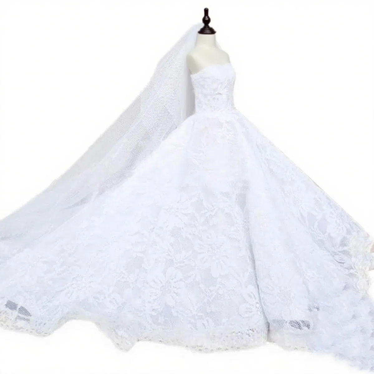 Abree 3 Stück Kleider Set Abendkleid Ballkleid Prinzessin Kleidung Dress Bekleidung mit Brautschleier für Puppen Weihnachten Party Geschenke (A)