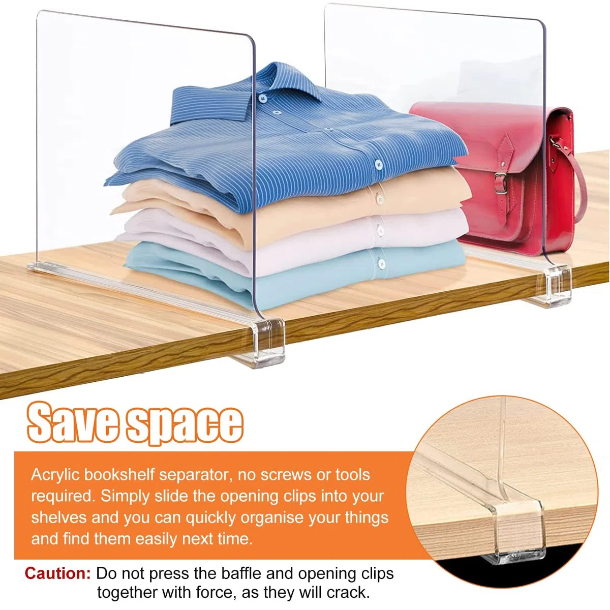 8 Stück Transparente Regaltrenner Kleiderschrank,30x20cm Shelf Divider Acryl, Multifunktionaler Schrank Regal Trenner, für Schlafzimmer, Aufbewahrung