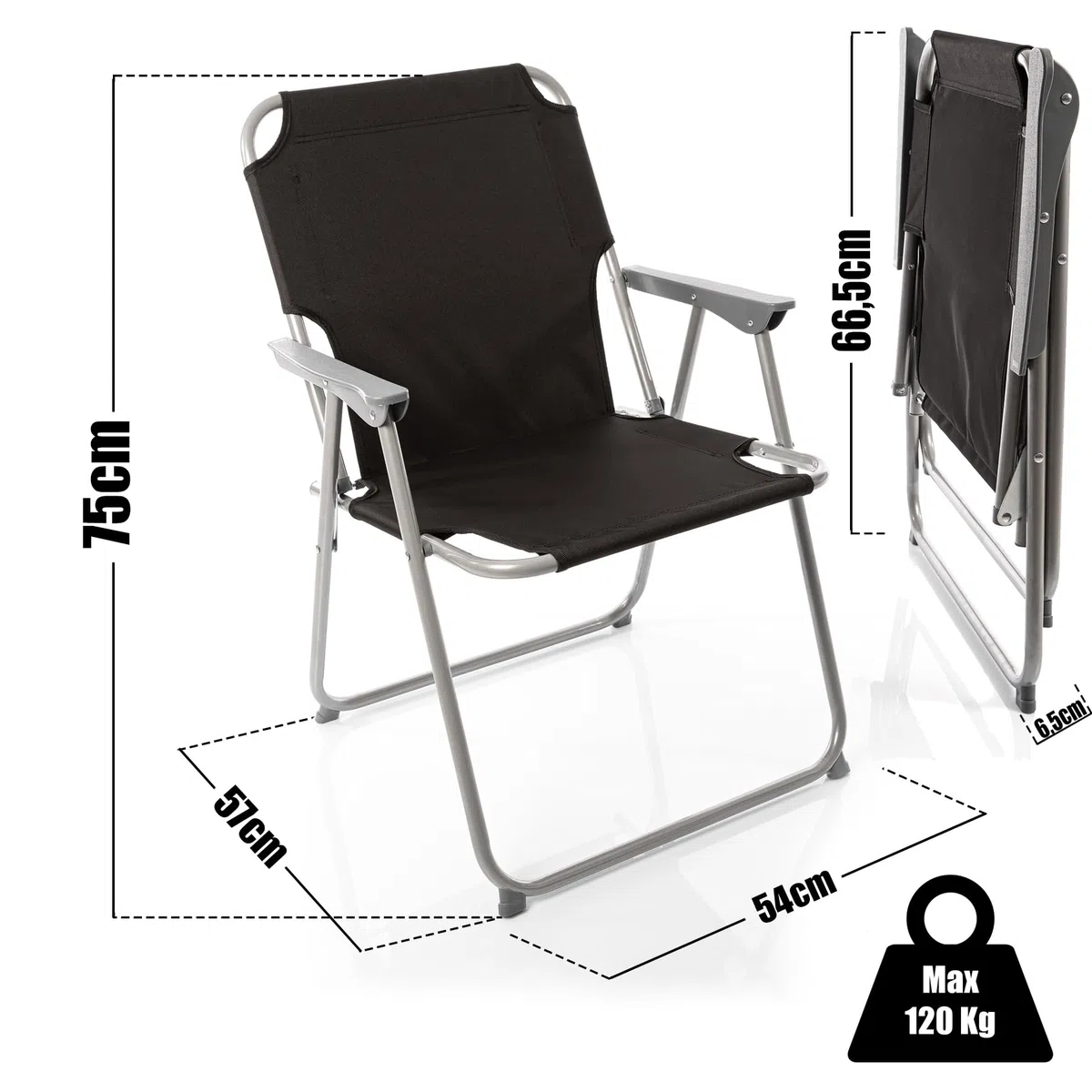 BigDean Klappstuhl Schwarz Campingstuhl Faltstuhl Angelstuhl robust klappbar bis 120kg
