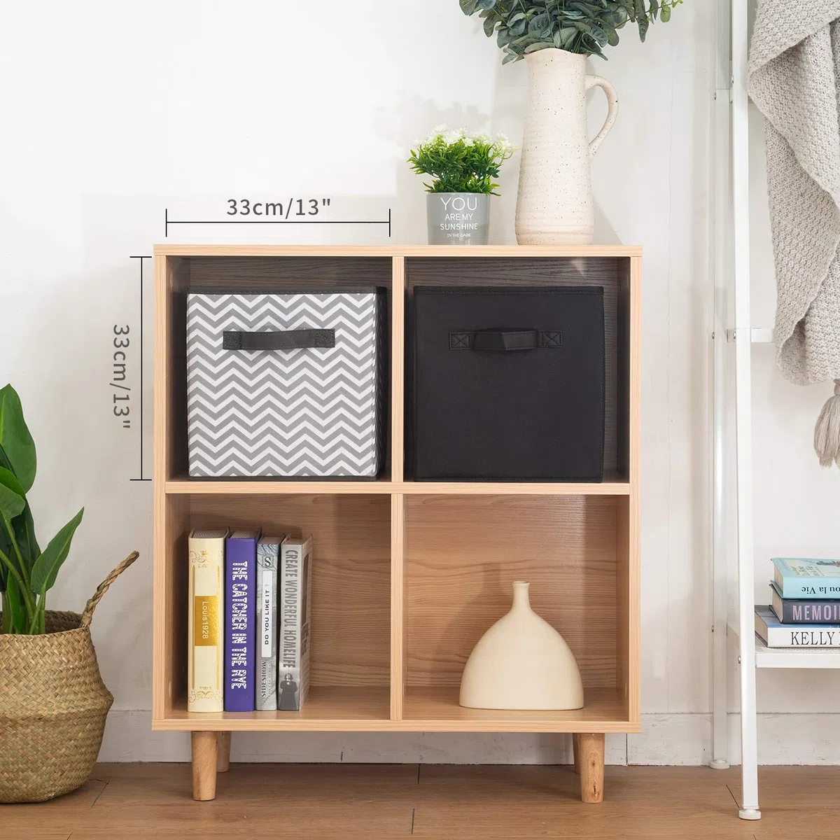BrilliantJo Aufbewahrungsbox aus Stoff in 4er Set, 33 x 38 x 33 cm Faltbare Aufbewahrungskiste mit Griffe Ordnungssystem Korb für Schrank Regal Spind - Schwarz