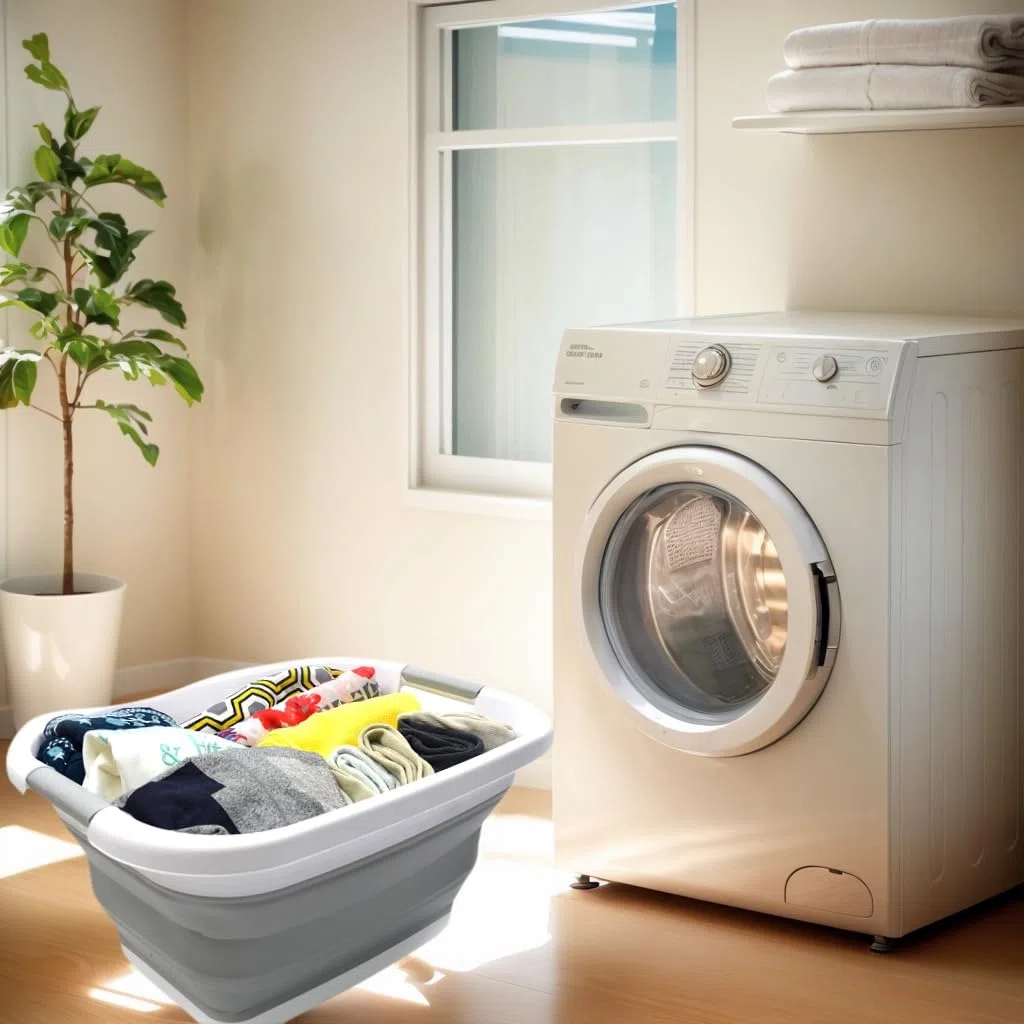 SAMMART 25L Zusammenklappbarer Wäschekorb / -wanne - faltbarer Aufbewahrungsbehälter/Organizer - tragbarer Waschbehälter - platzsparender Korb - Kofferraum-Aufbewahrungsbox (Grau)