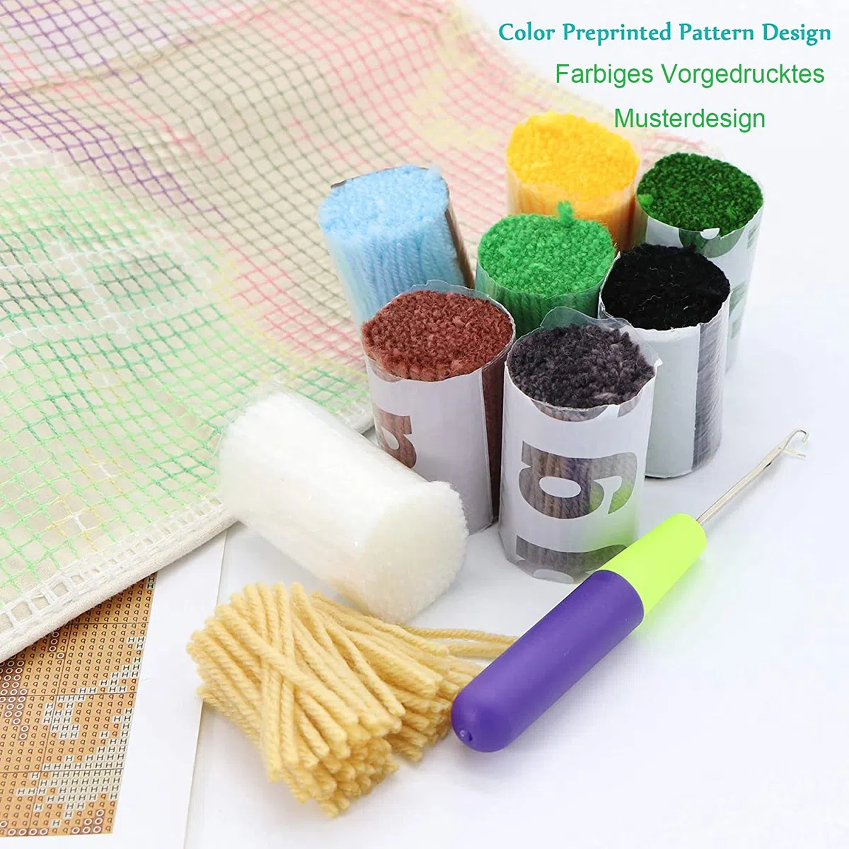 Knüpfset DIY Kreuzstich Knüpfen 3D Teppich Tapisserie Für Erwachsene Kinder Anfänger Kreatives Geschenk Latch Hook Kit Tier 52Cmx38cm