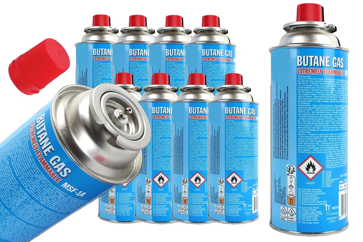BISOMO Butangas 227g Dose 1-28 STK. Kartusche für Feuerzeug, Flambierbrenner, Shisha, Gaskocher, Gasbrenner Lötlampen für Camping Grill Küche Wohnmobil (8)