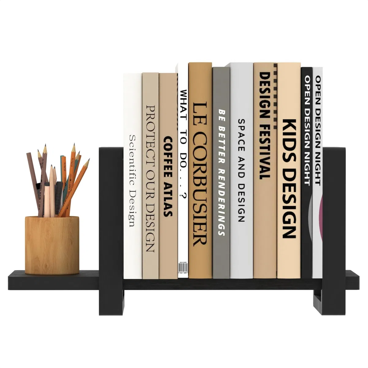 Verstellbares Desktop-Bücherregal Tischregale, Holz Regal ständer Aufbewahrungsorganisator, Erweiterbar Display Regal Rack,Schreibtischregal für Home Office Schule (Schwarz)