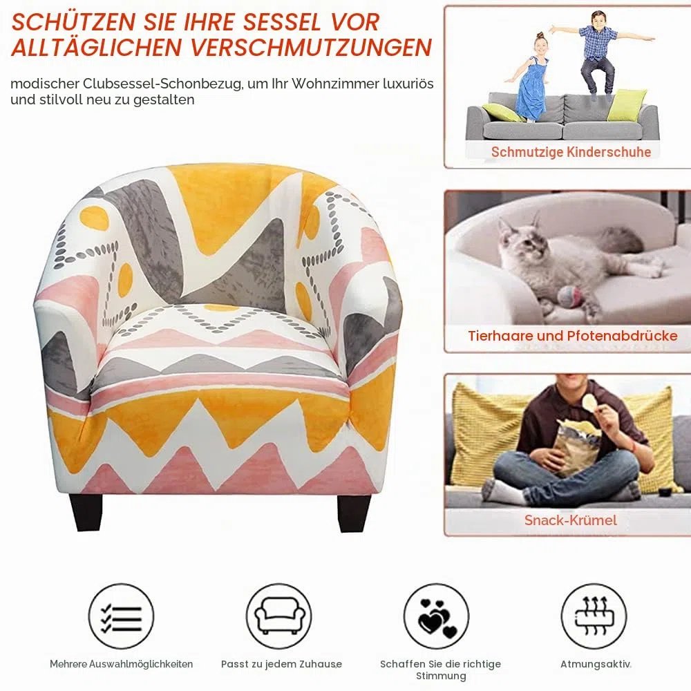 Highdi Sesselschoner Elastisch Sesselüberwurf, Einfarbig Modern Club Chair Stretch Sesselhusse, Universal Sofabezug für Einzelsofa, Clubsessel, Cocktailsessel (Rot)
