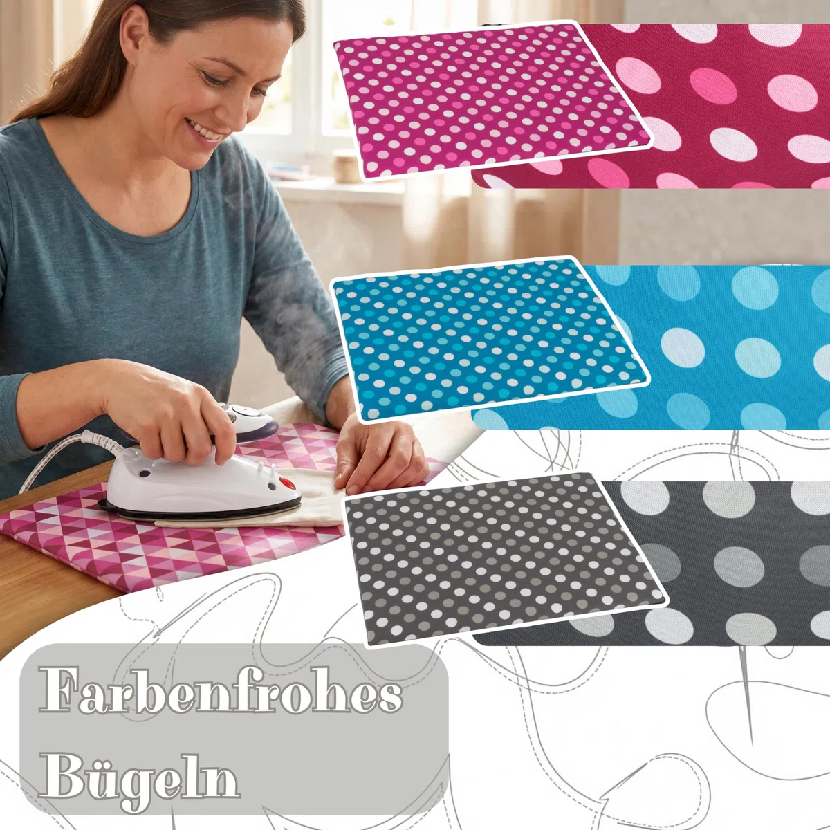 SEMPLIX Bügelunterlage mit rutschhemmender Rückseite, für kleine Bügelarbeiten beim Nähen, Patchworken, Basteln, Plotten und Sticken Zuhause & Unterwegs, (30 x 40 cm) (beere/rosa)