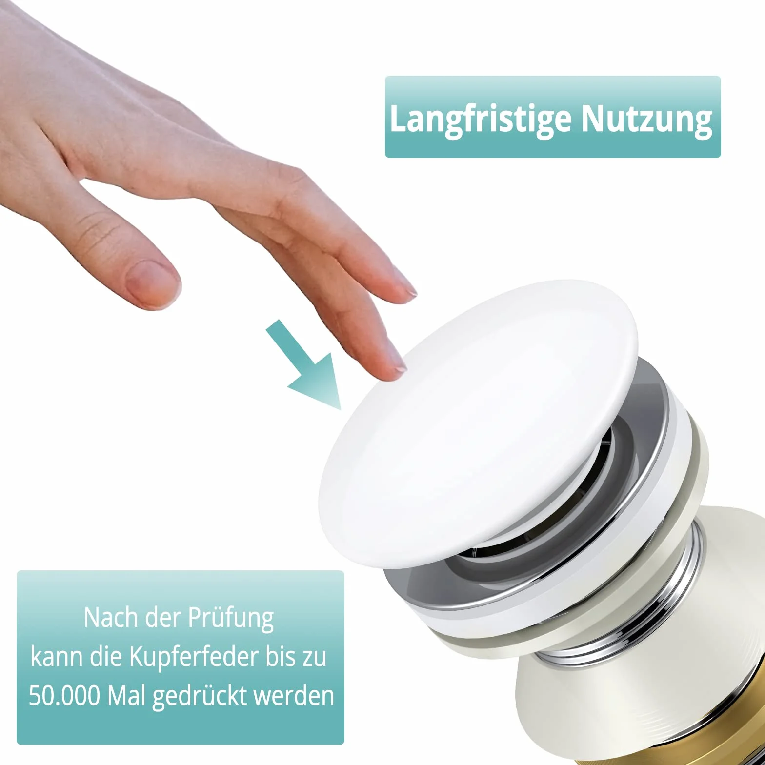 Pop-Up-Ablaufgarnitur für Keramik-Waschbecken im Badezimmer, ohne Überlauf (ohne Überlauf)