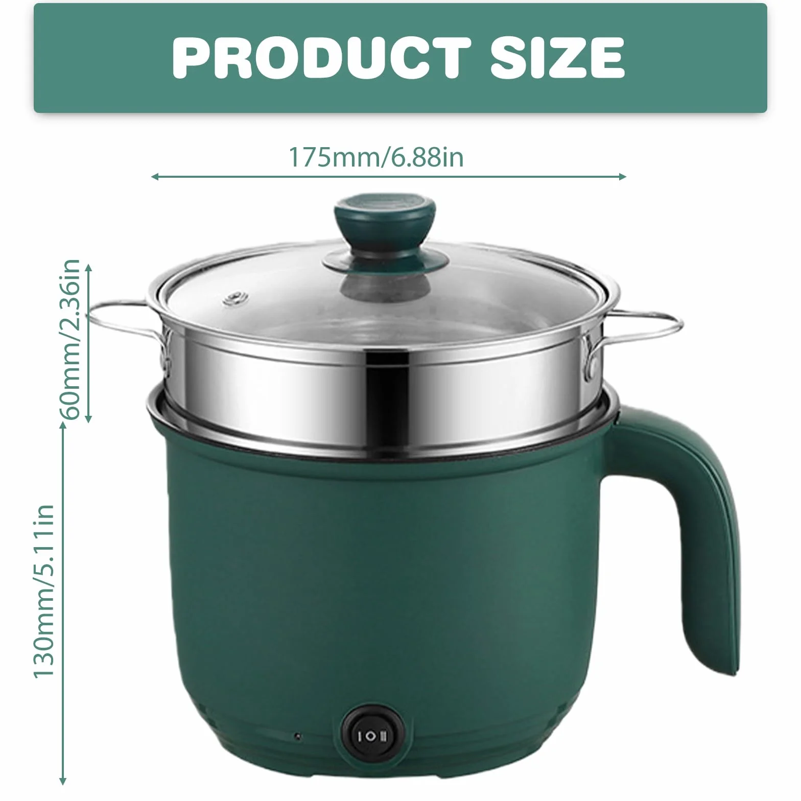 Elektrischer Hot Pot 1.5L, Tragbare Mini Antihaft Multikocher mit Dampfgarer, Schneller Ramen Kocher & Elektrische Bratpfanne mit Dual Power Steuerung, Reisekocher für Zuhause Büro Wohnheim