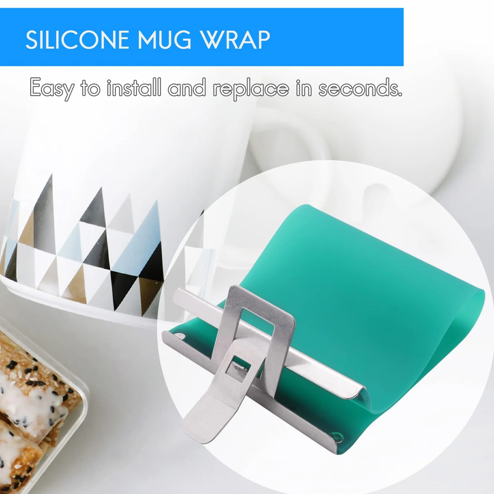 Jevina 4 Stück Silikon Becher Wrap für 11OZ Sublimationsbecher, Hitzebeständig, Wiederverwendbar, Sublimation Rohlinge, Silikon Form Sublimationsfolie Mug Wrap für Sublimationstassen