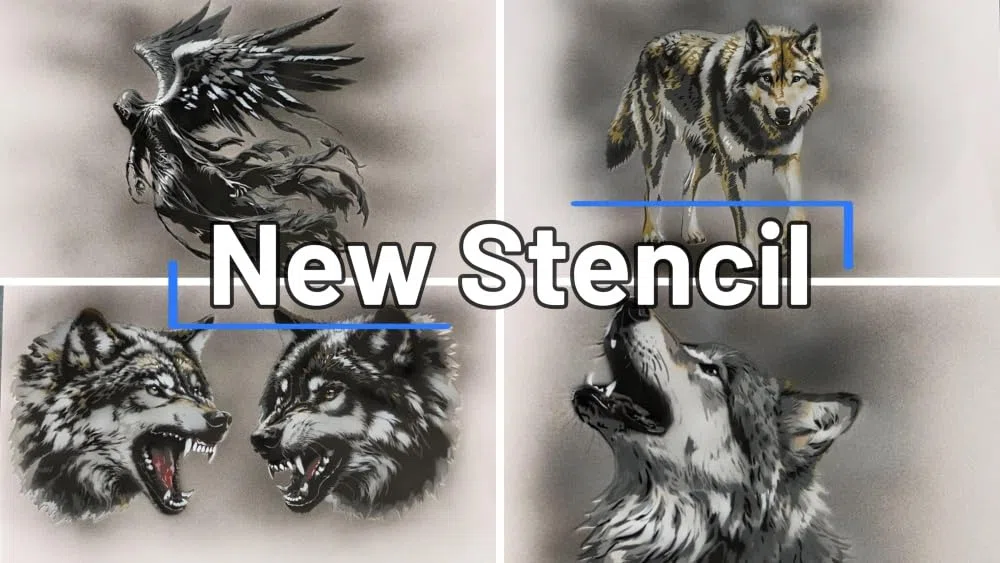 AS-363 Wolf Step by Step Schablone für Acryl, Airbrush, Spray, Lacke und Wandfarbe